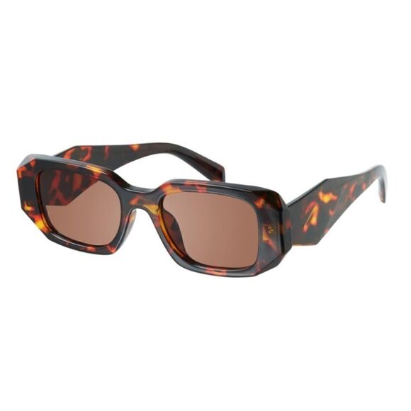 Trendy rectangle triangle Sunglasses tortoise - Picture 1 of 7